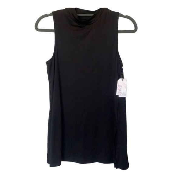 NWT Sweet Teas Pink Rose Sleeveless Top Black XS - Picture 2 of 7